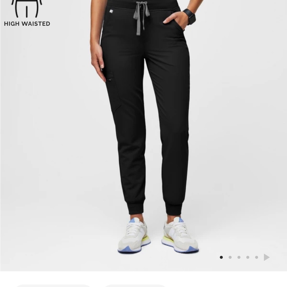 Figs Zamora High Waisted Black Jogger Pants size L